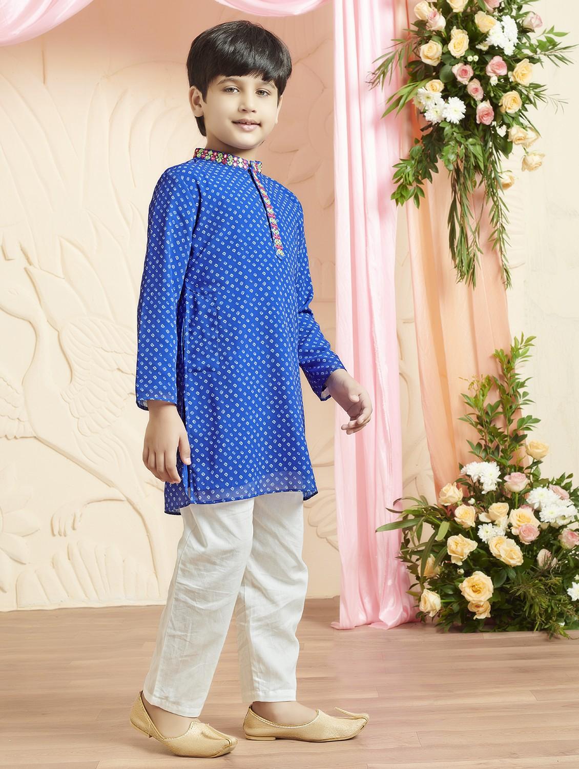 boys bandhani print long sleeve kurta - 21729359 - Standard Image - 2