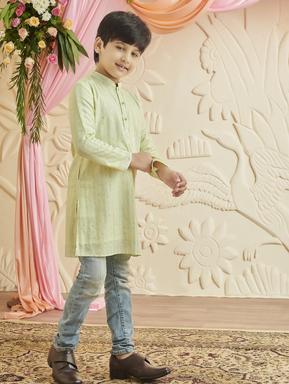 boys self design long sleeve kurta - 21729363 - Standard Image - 2