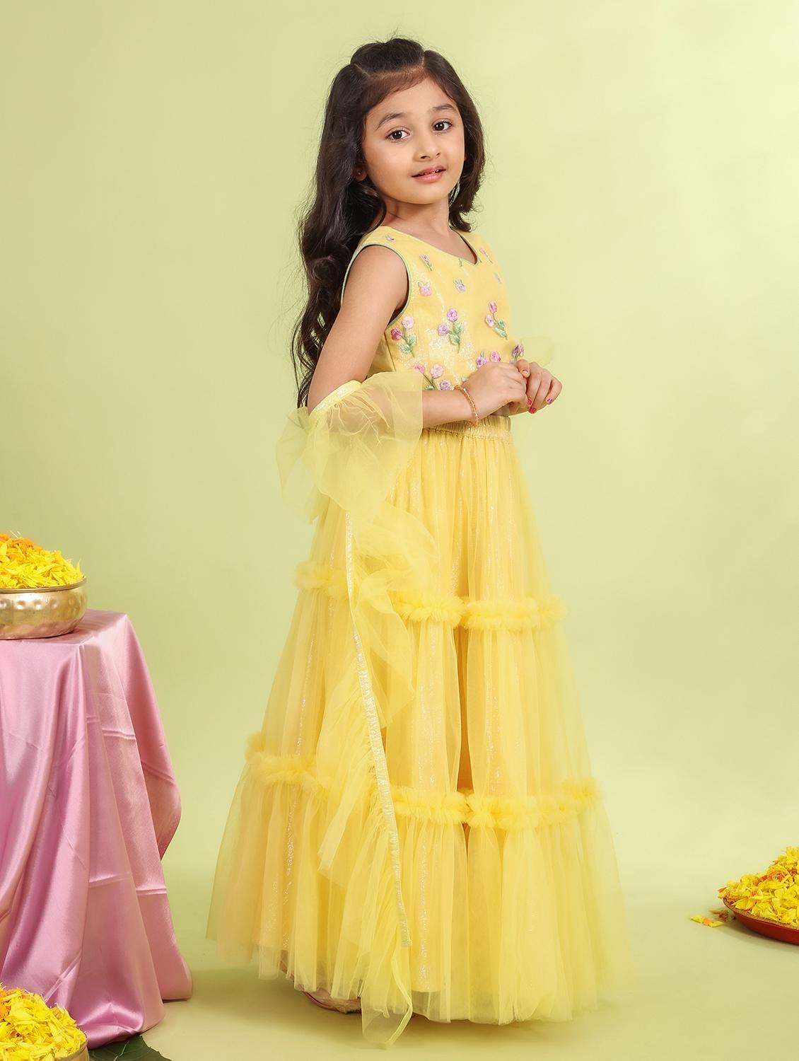 girls floral embroidered lehenga choli with dupatta set - 21729410 -  Standard Image - 2