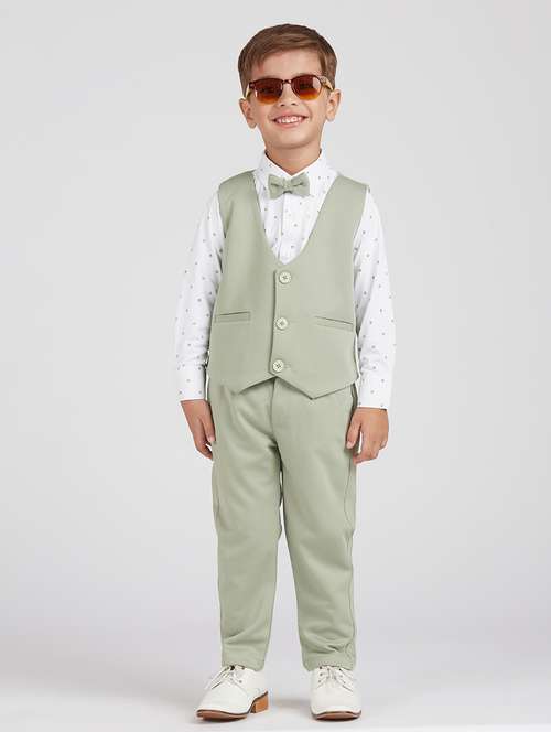 boys neo mint solid 3 piece party wear suit set - 21729456 - Standard Image - 0