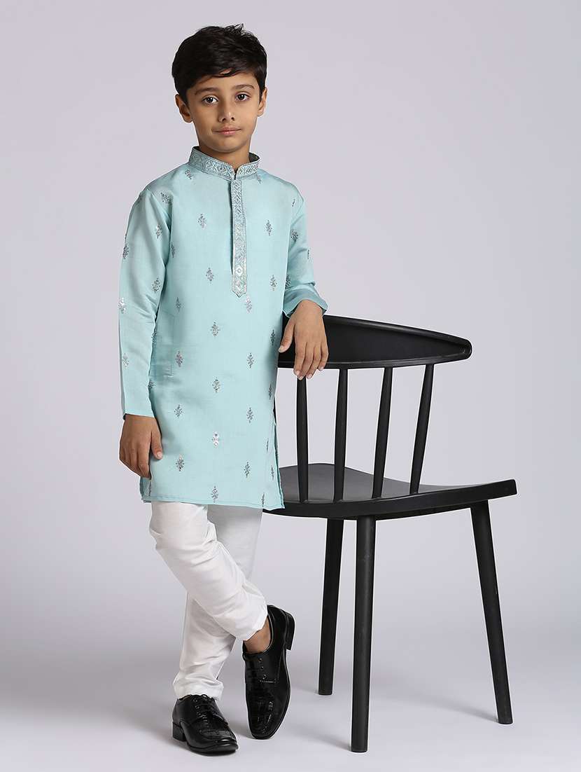 boys sequin work long sleeve kurta sets