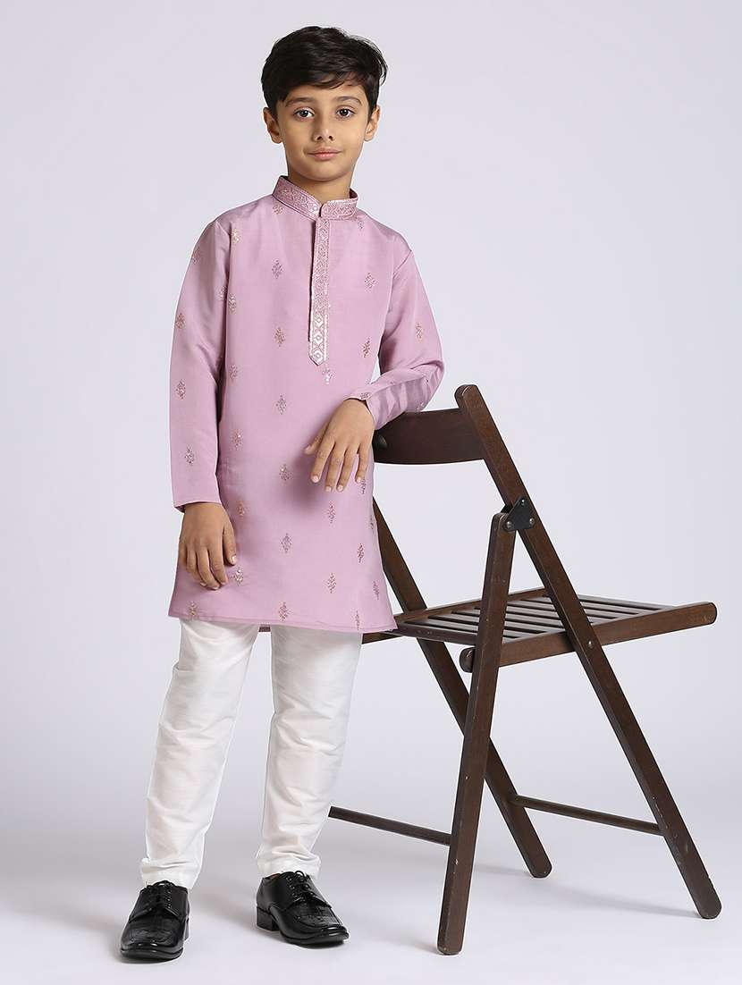 boys sequin work long sleeve kurta sets 