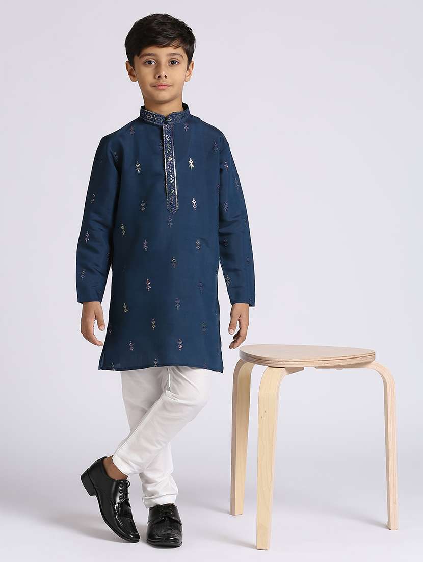 boys sequin work long sleeve kurta sets 