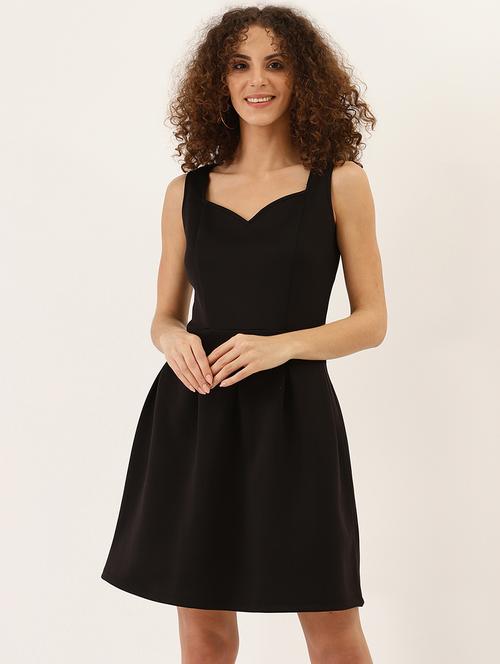 black solid a-line dress - 21729536 - Standard Image - 0
