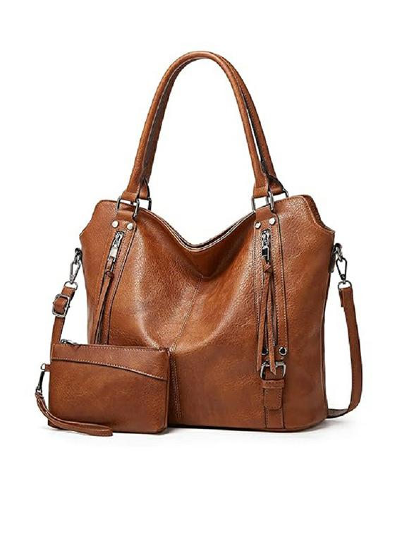 women solid pu leather handbag - 21729587 -  Zoom Image - 0