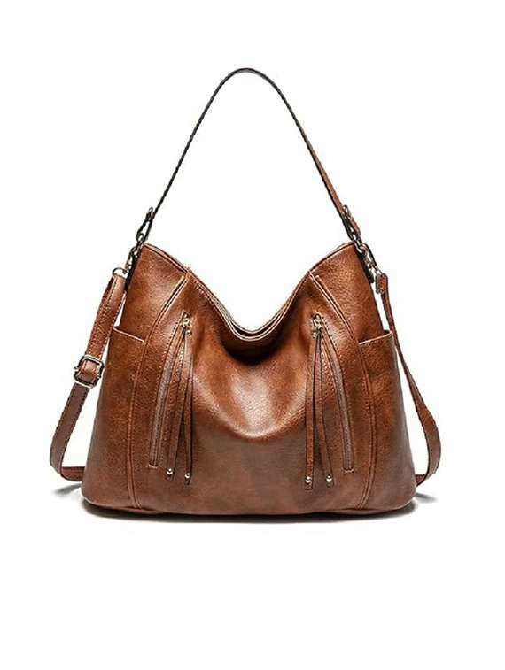 women solid pu leather handbag