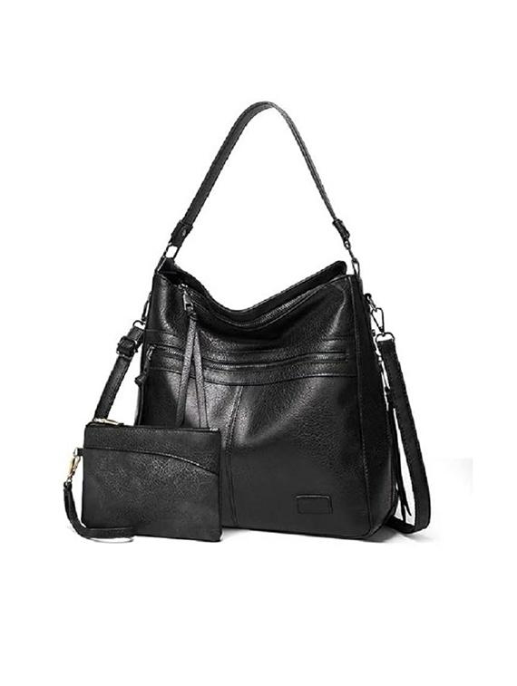 women solid pu leather handbag - 21729590 - Zoom Image - 0