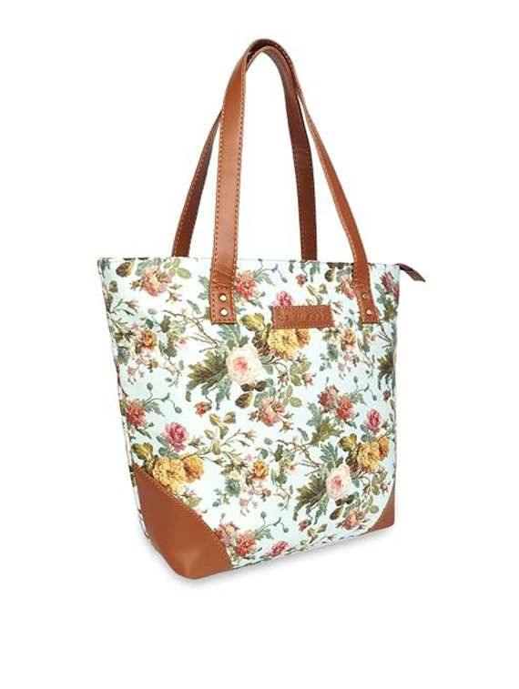 women floral printed tote bag