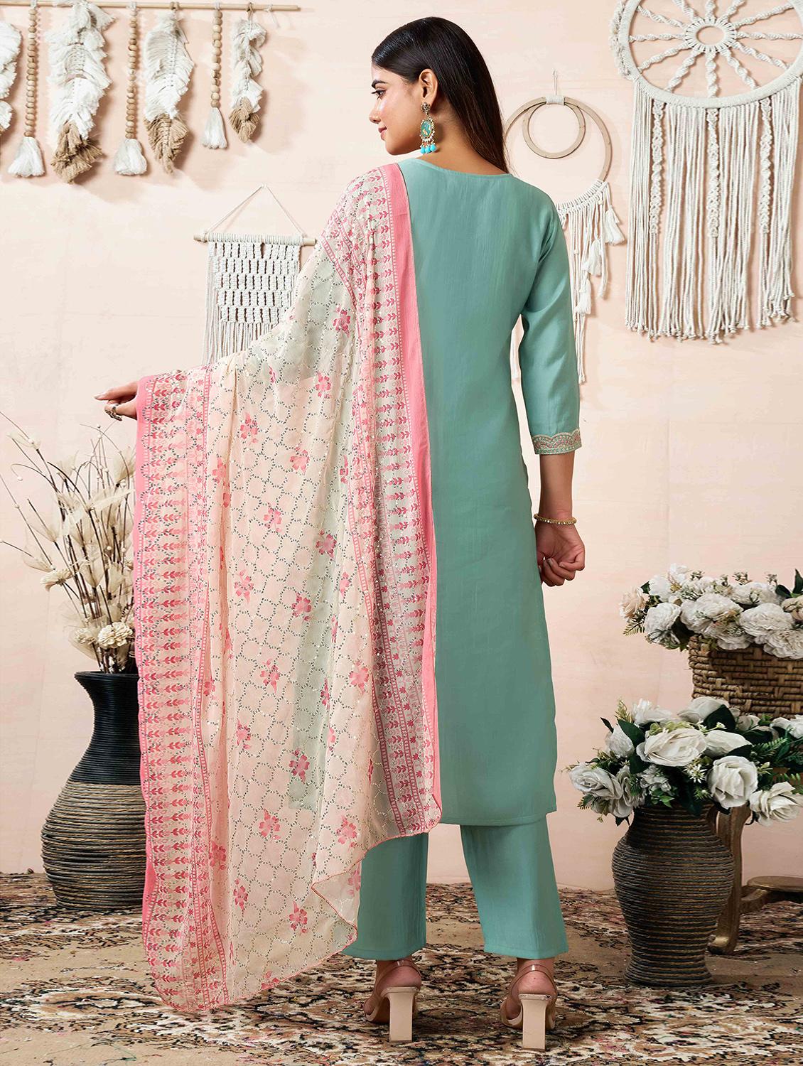 women embroidered kurta pant set with duaptta - 21729652 - Standard Image - 2