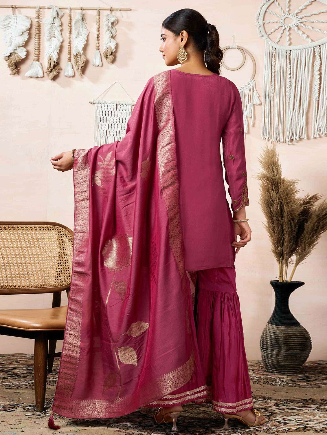 women embellished kurta sharara set with dupatta - 21729661 -  Standard Image - 2