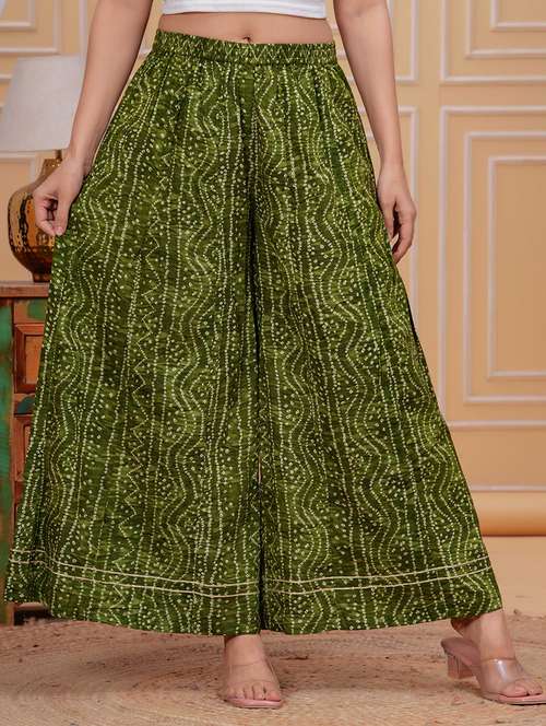women bandhani print flared palazzo - 21729680 -  Standard Image - 0