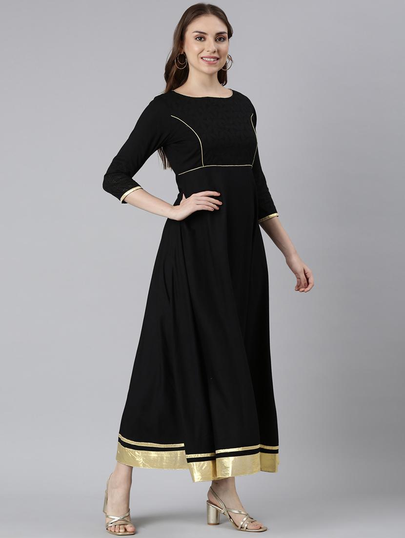 women round neck solid a-line ethnic dress - 21729695 - Standard Image - 2