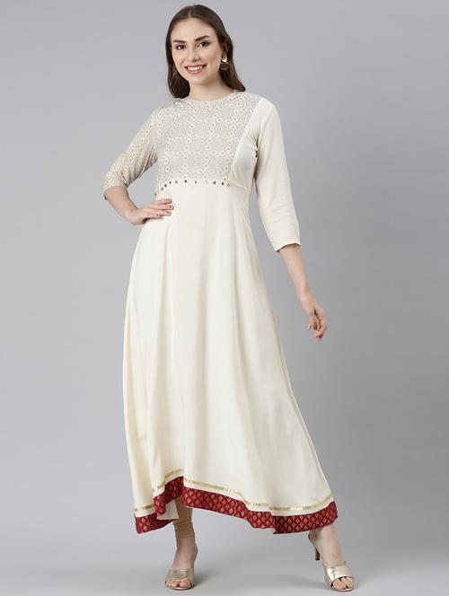 women round neck printed a-line kurta - 21729697 -  Standard Image - 0