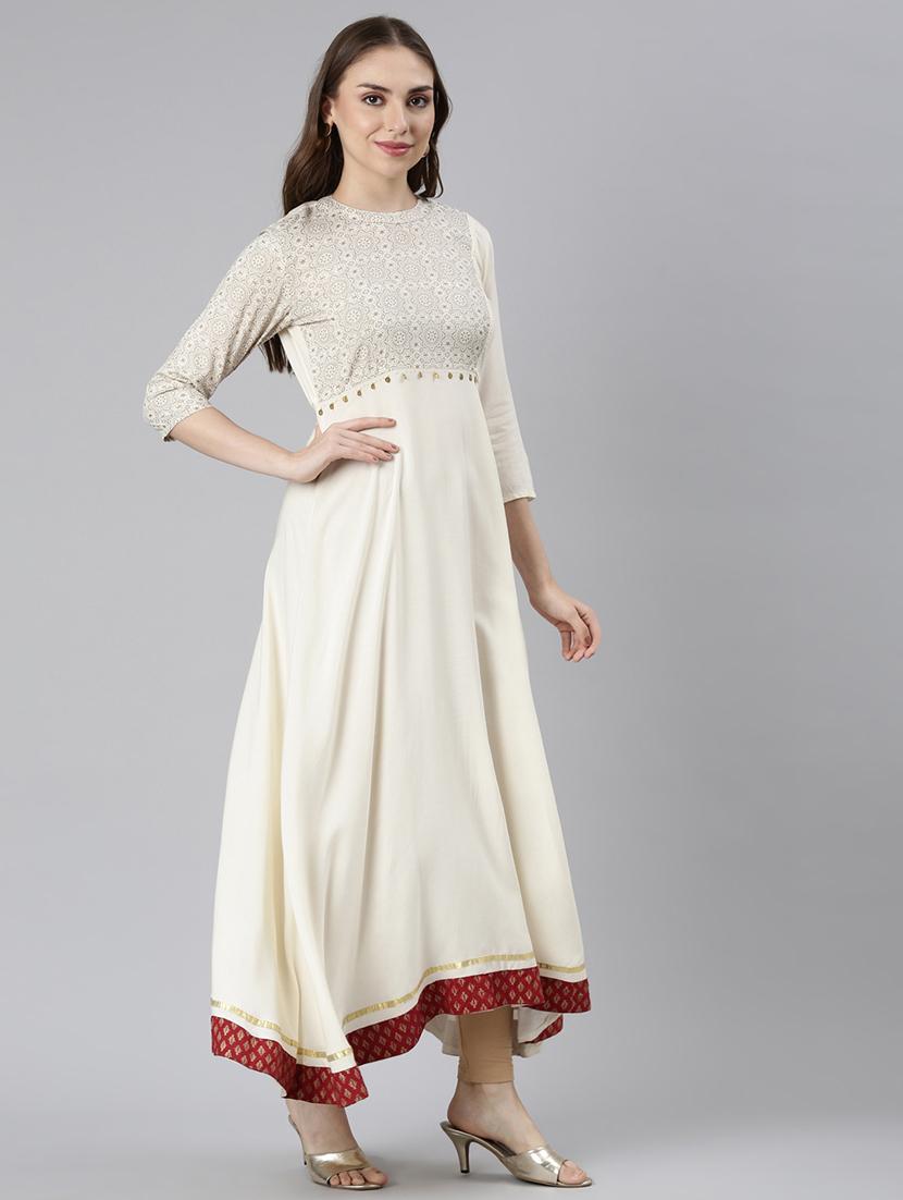 women round neck printed a-line kurta - 21729697 - Standard Image - 2