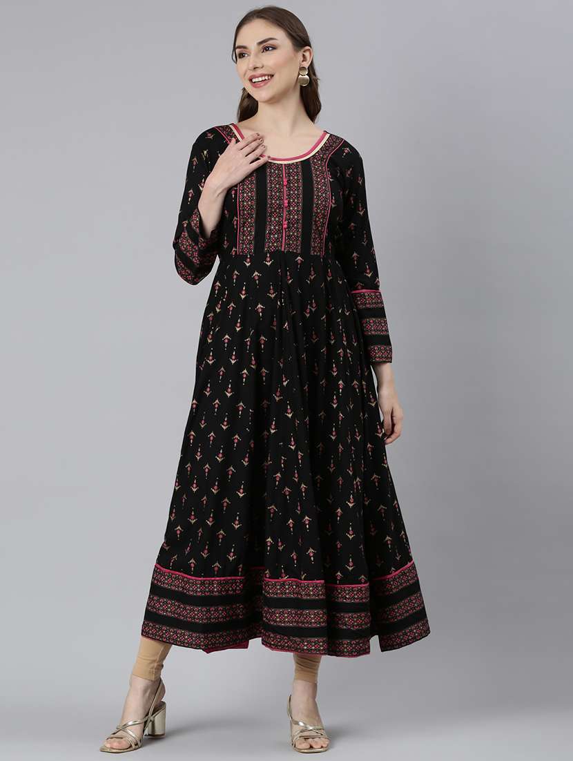 women round neck printed anarkali kurta