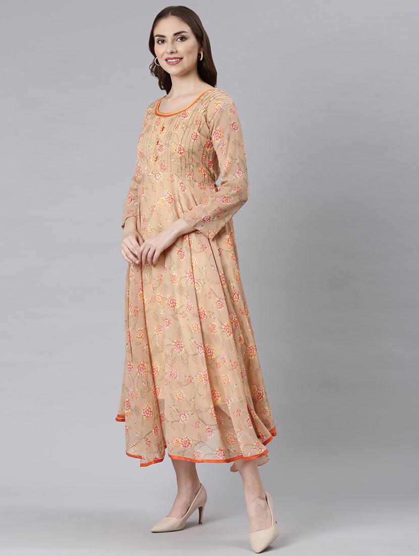 women round neck printed fit & flare ethnic dress - 21729714 - Standard Image - 2