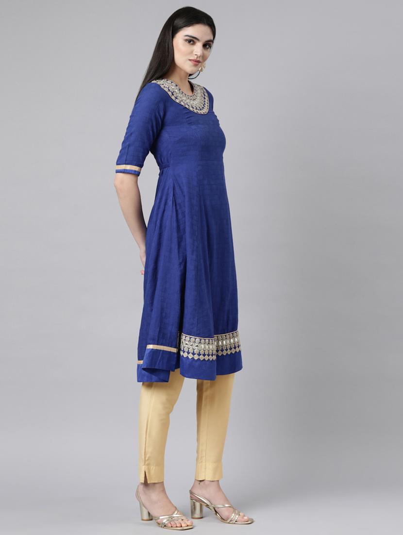women three quarter sleeve anarkali kurta - 21729781 - Standard Image - 2