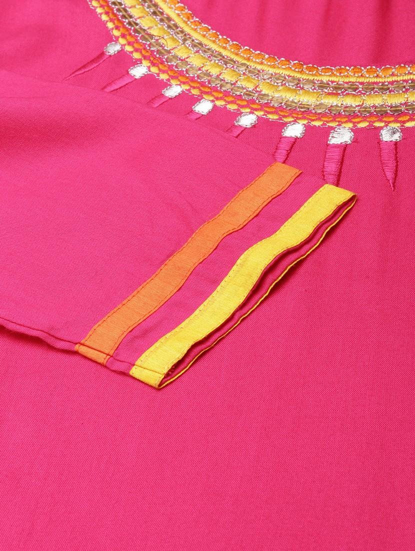 women embroidered three quarter sleeve straight kurta - 21729782 - Standard Image - 7