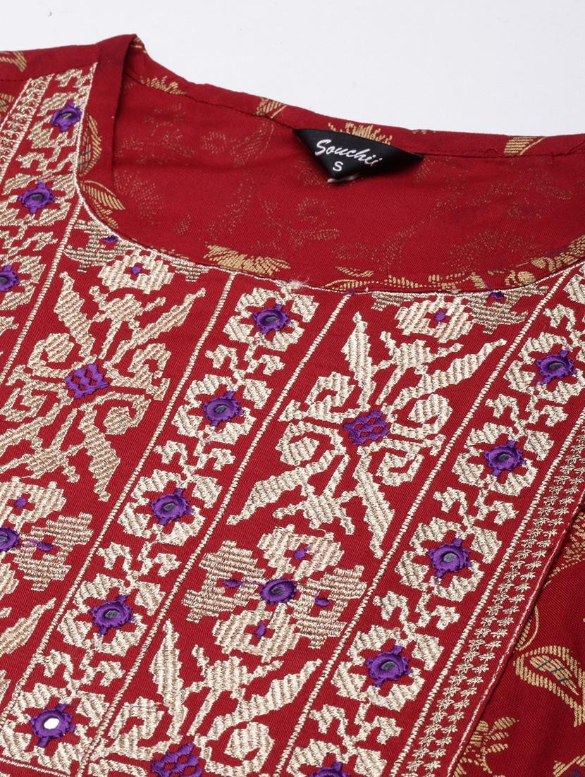 women embroidered three quarter sleeve flared kurta - 21729790 - Standard Image - 7