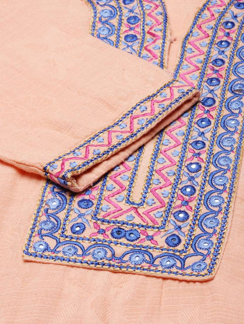 women embroidered three quarter sleeve straight kurta - 21729807 -  Standard Image - 7