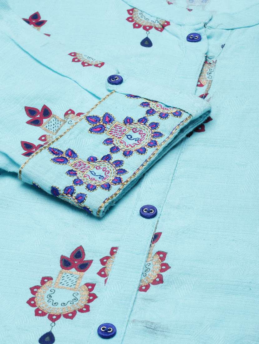 women embroidered three quarter sleeve straight kurta - 21729810 -  Standard Image - 7