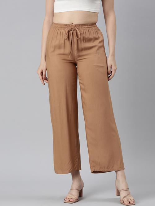 women solid high rise straight palazzo - 21729829 -  Standard Image - 0