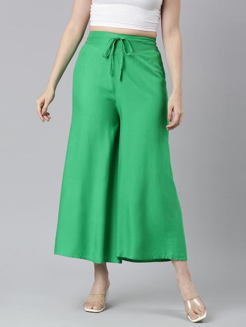 women solid high rise flared palazzo - 21729830 -  Standard Image - 0