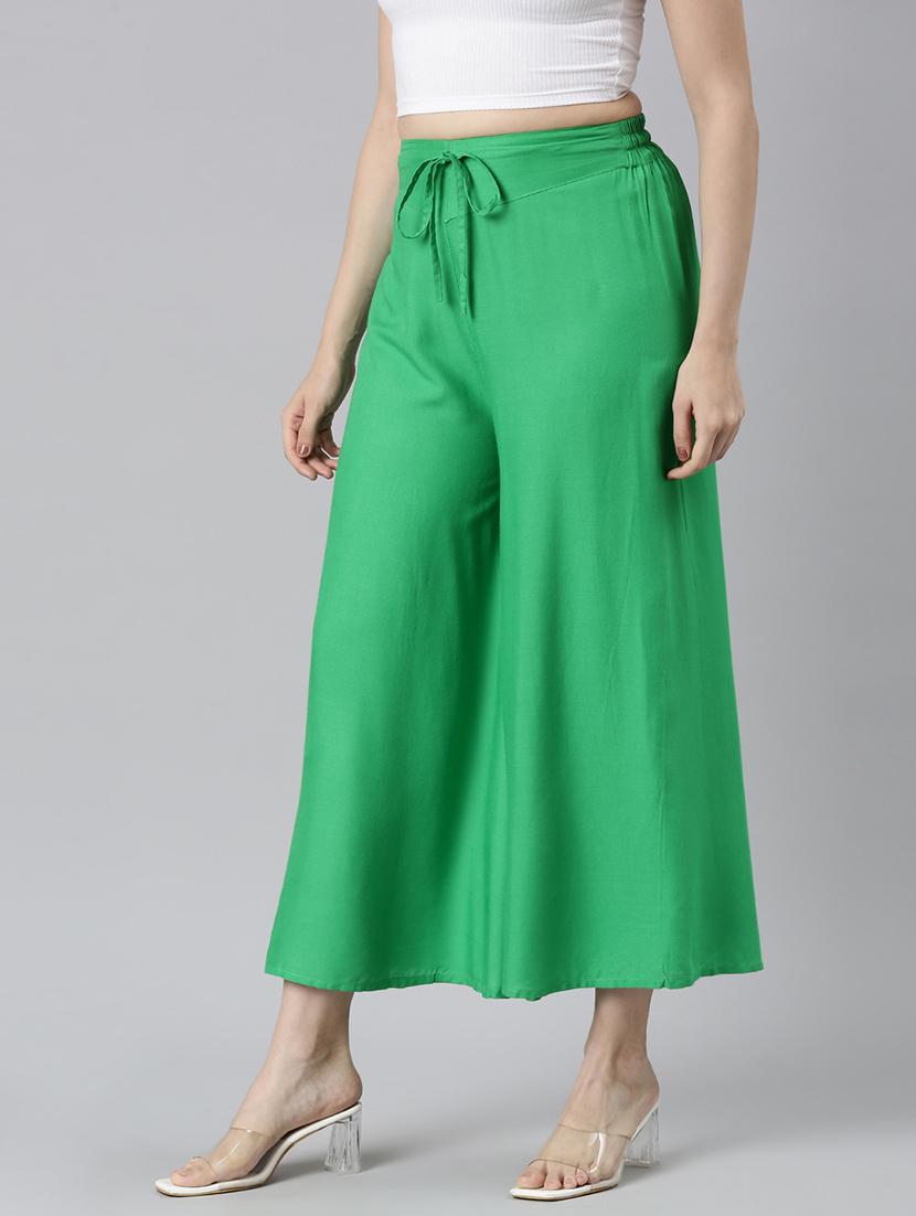 women solid high rise flared palazzo - 21729830 - Standard Image - 2