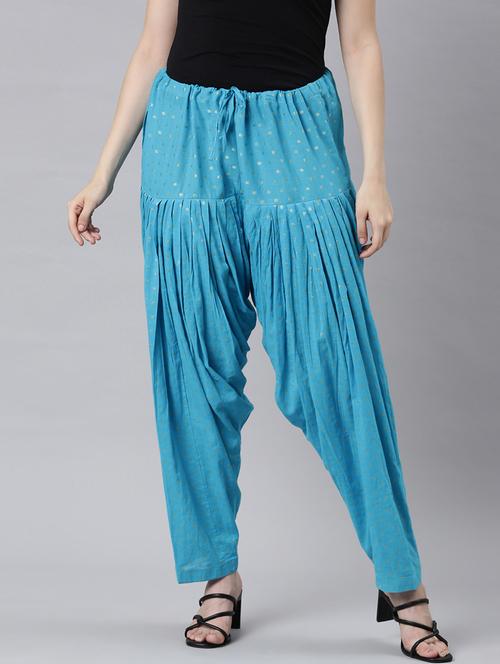 women blue printed mid rise salwar - 21729841 - Standard Image - 0