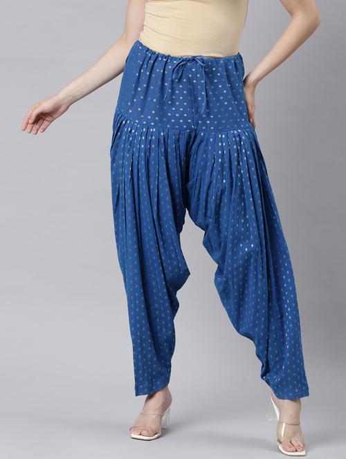 women blue printed mid rise salwar - 21729843 - Standard Image - 0