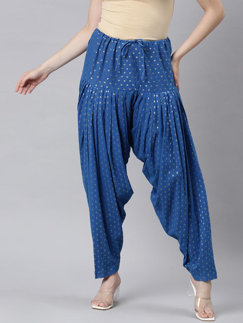 women blue printed mid rise salwar - 21729843 - Zoom Image - 0