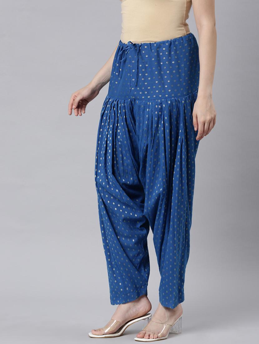 women blue printed mid rise salwar - 21729843 - Standard Image - 2