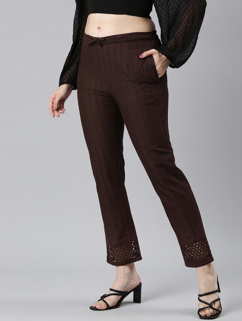 women solid mid rise tapered pant - 21729846 - Standard Image - 2