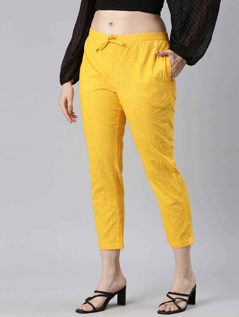 women embroidered mid rise tapered pant - 21729847 -  Standard Image - 2