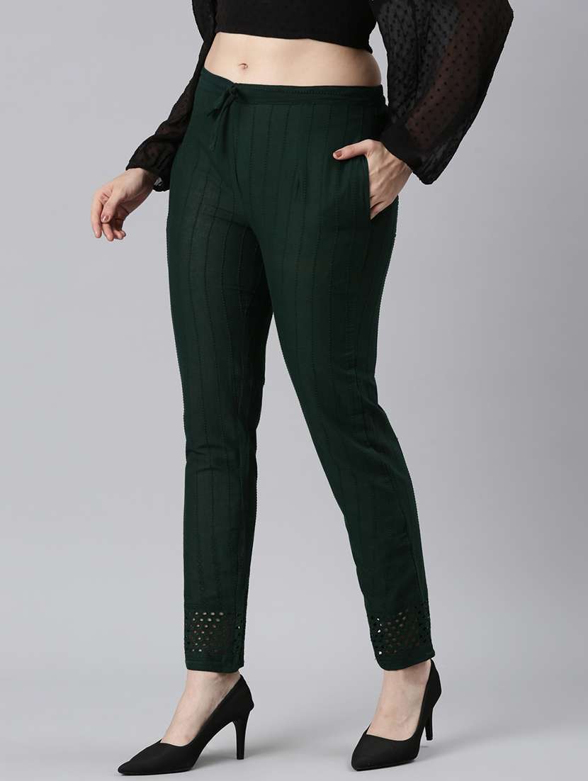 women embroidered mid rise tapered pant - 21729849 -  Standard Image - 2