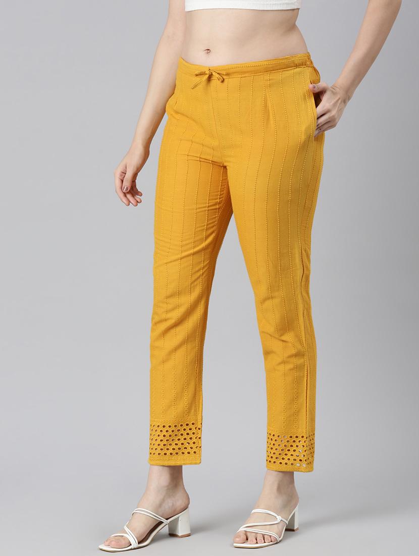 women embroidered mid rise tapered pant - 21729851 - Standard Image - 2