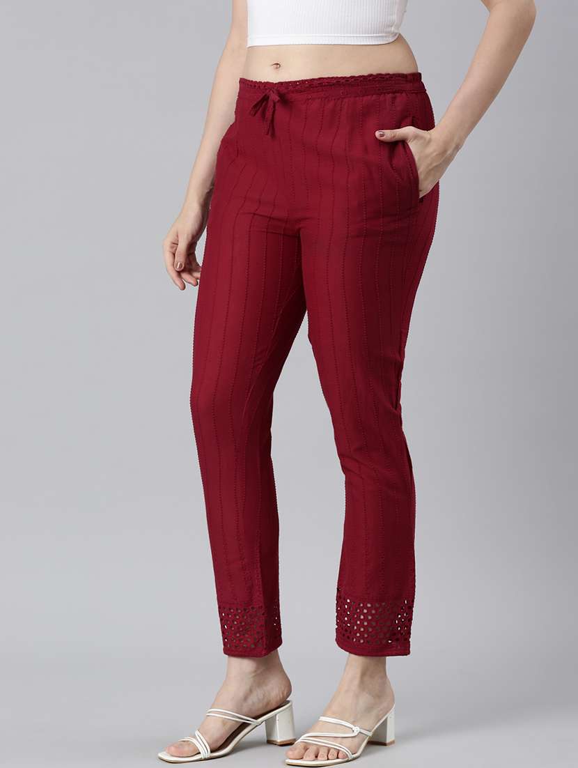 women solid mid rise tapered pant - 21729852 -  Standard Image - 2