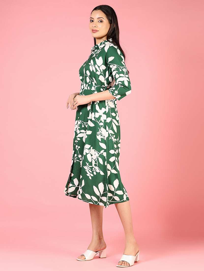 women printed three quarter sleeve fit & flare dress - 21729935 - Standard Image - 2
