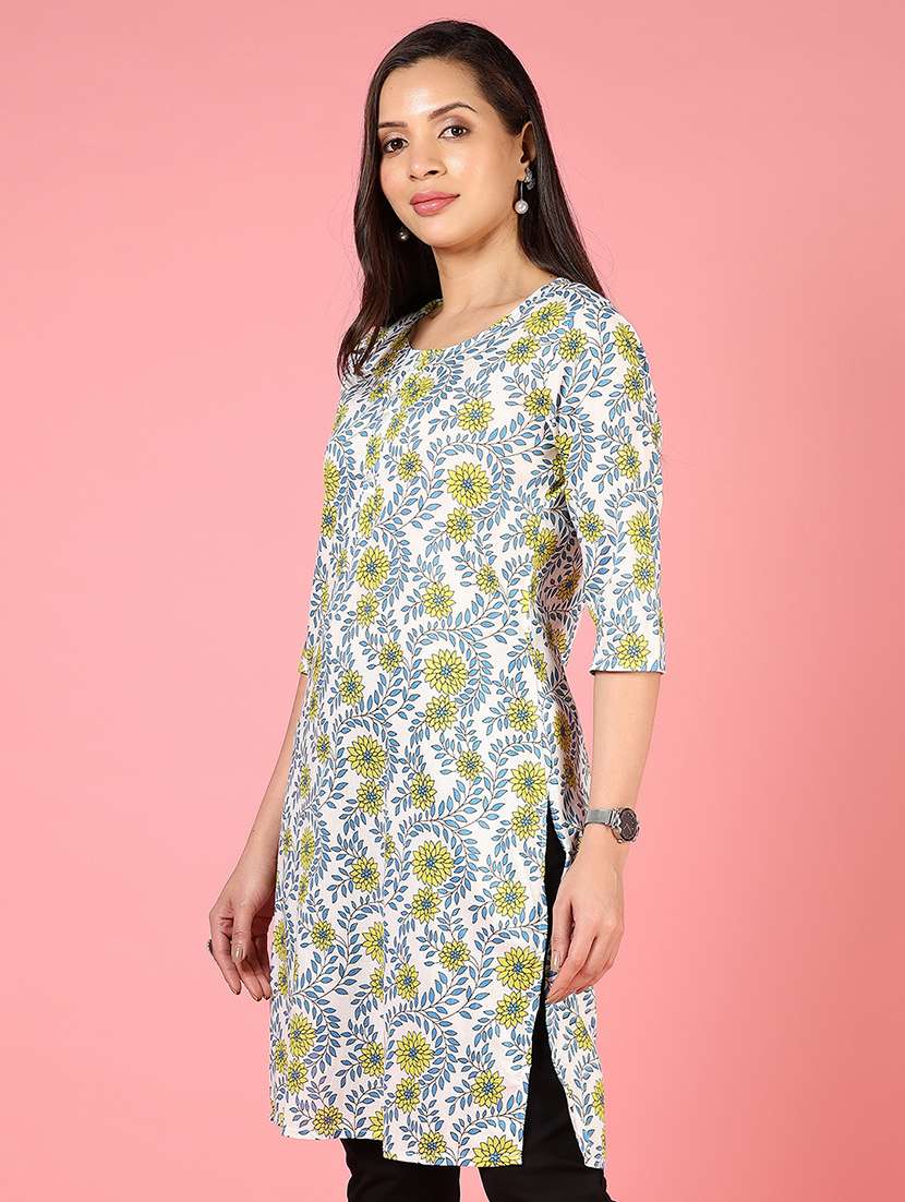 women three quarter sleeves straight kurta - 21729941 -  Standard Image - 2