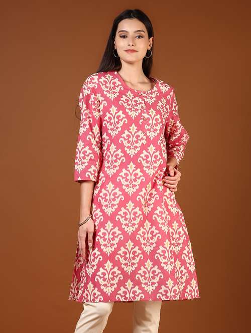 women printed three quarter sleeves straight kurta - 21729976 - Standard Image - 0