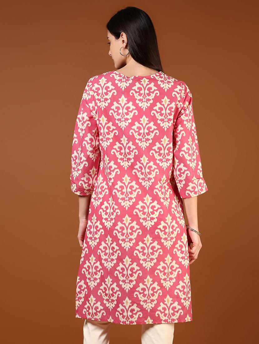 women printed three quarter sleeves straight kurta - 21729976 - Standard Image - 2