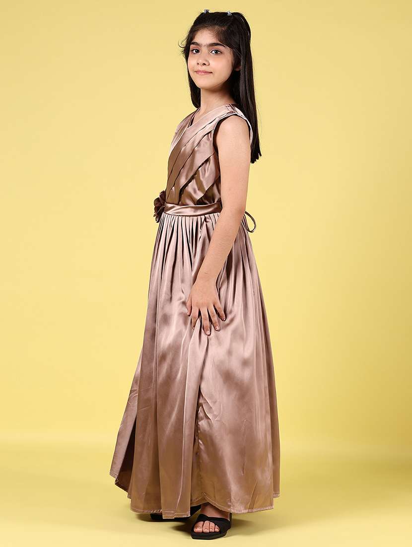 girls solid sleeveless fit and flare dress - 21729986 -  Standard Image - 2