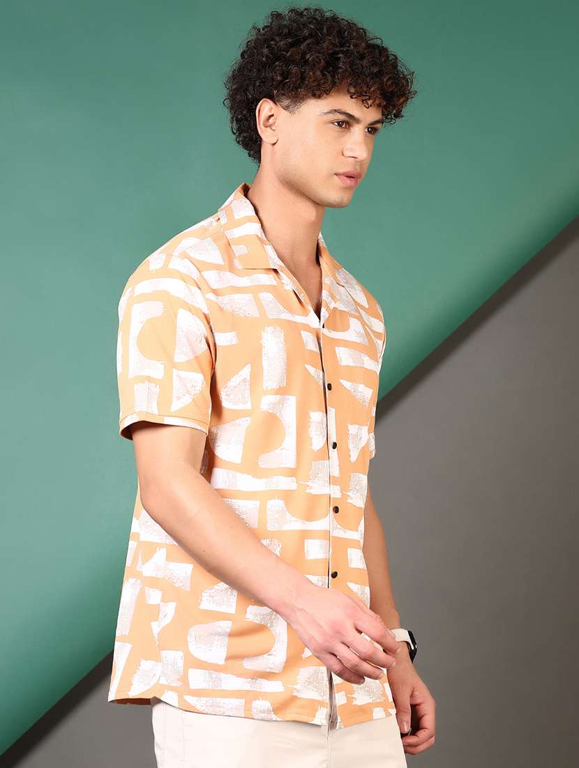 men printed cuban collared casual shirt - 21729997 -  Standard Image - 2