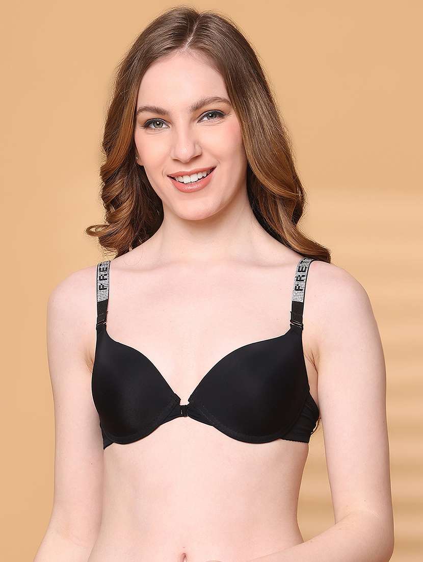 black polyester push up bra