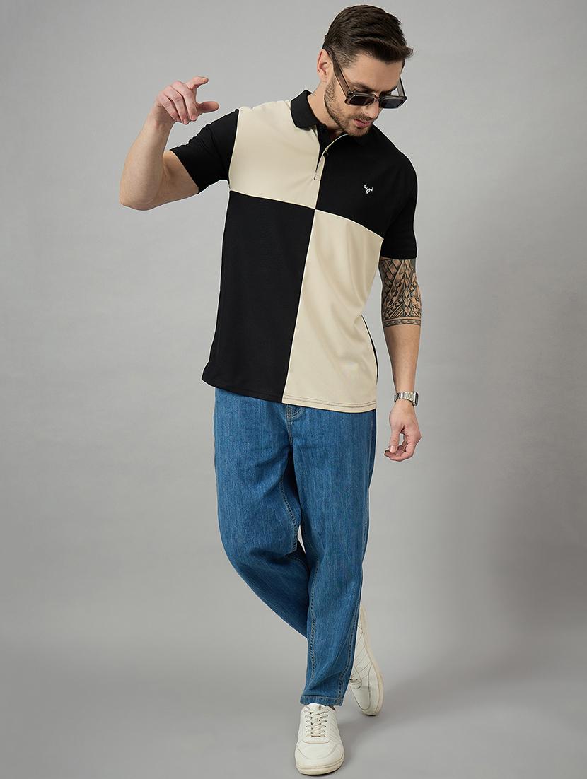 men short sleeves color block polo t-shirt - 21730088 - Standard Image - 2
