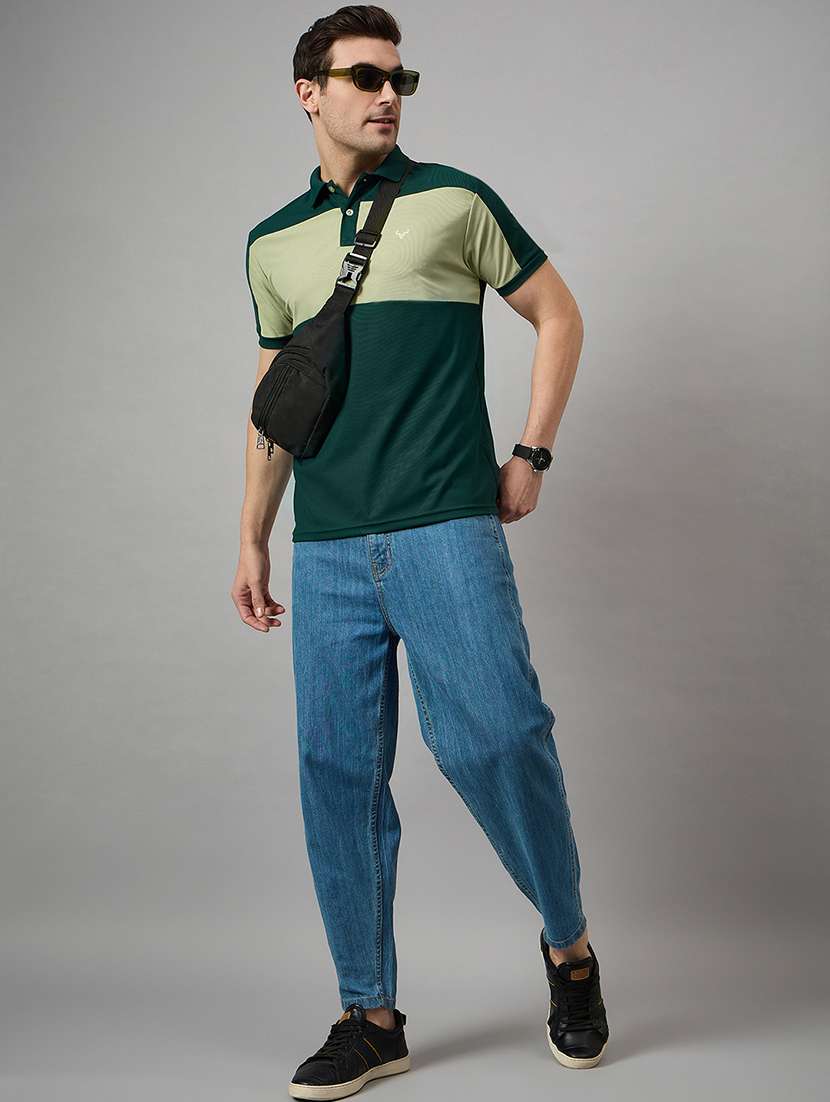 men loose fit color block polo t-shirt - 21730101 -  Standard Image - 2