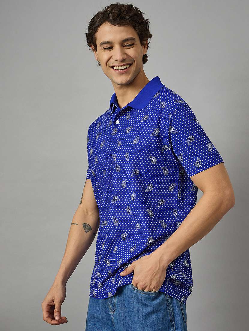 men regular fit printed polo t-shirt