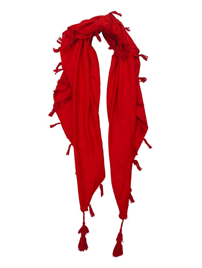 women plain tassel detailed scarf - 21730135 -  Standard Image - 2
