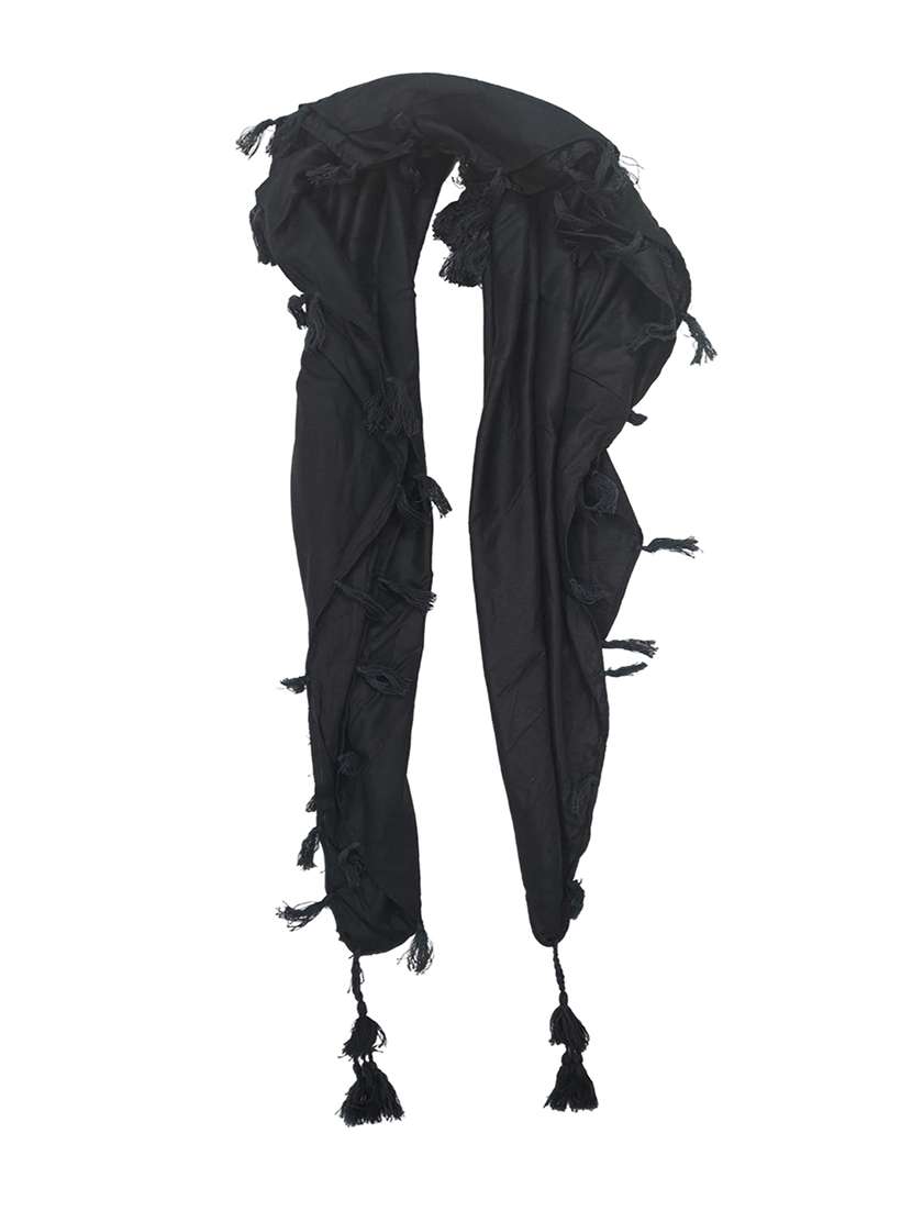 women plain tassel detailed scarf - 21730137 -  Standard Image - 2