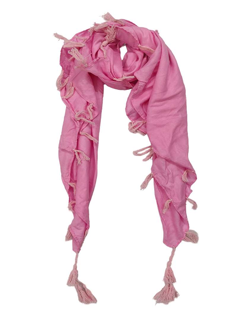 women pack of 2 plain tassel detailed scarves - 21730152 -  Standard Image - 2